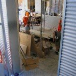 through the downstairs doors through the downstairs doors